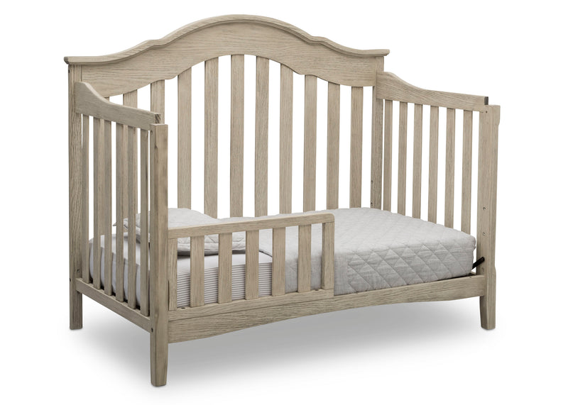 Wooden crib with a mattress on a white background 15-Farmhouse 6-in-1 Convertible Baby Crib