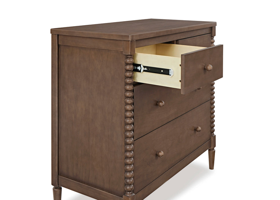 Teak Brown (1526) 13-Saint 4 Drawer Dresser with Changing Top and Interlocking Drawers