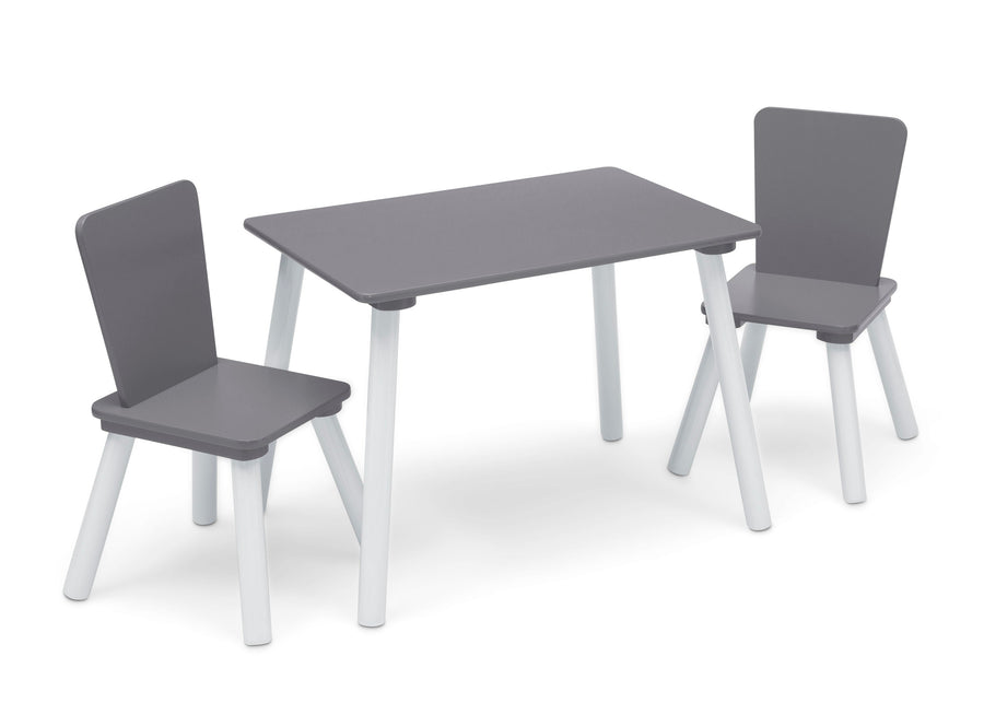 Light Grey and White (1176) 3-4-Piece Toddler Playroom Set – Includes Play Table and 6 Bin Toy Organizer with Reusable Vinyl Cling Stickers (Copy)