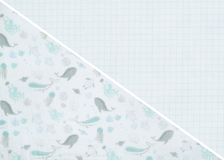 Sea Life (3236) 3-100% Cotton Muslin Baby Receiving Blankets - 2 Pack