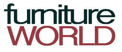 The logo for 'furniture WORLD' featuring the word 'furniture' in a dark green serif font and 'WORLD' in a dark red serif font, set against a plain white background.
