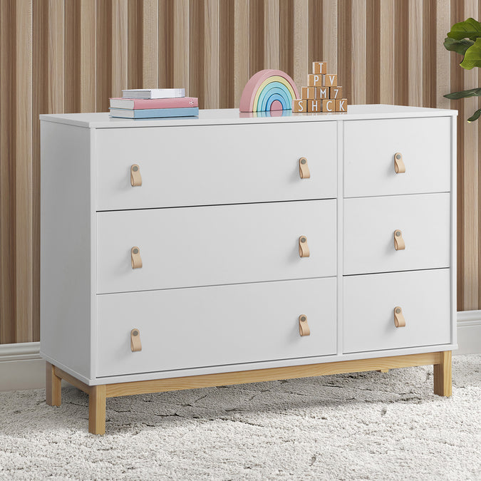 Bianca White with Natural (123) 23-babyGap Legacy 6 Drawer Dresser with Leather Pulls and Interlocking Drawers