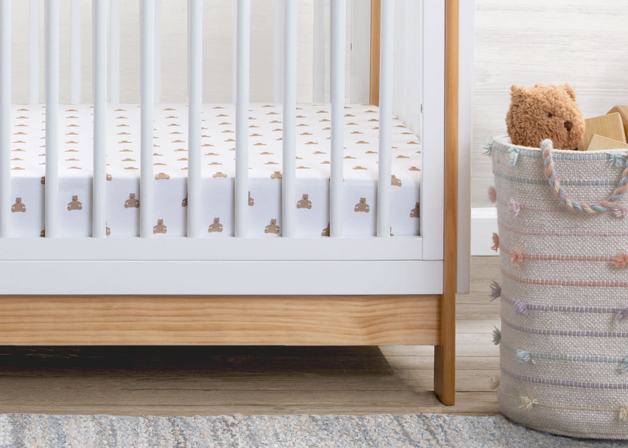 Tan Teddy Bears & Stripes (2407) 1-babyGap Tan Teddy Bears & Stripes 100% Organic Cotton Crib Sheets - 2 Pack