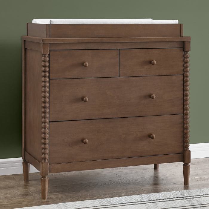 Teak Brown (1526) 1-Saint 4 Drawer Dresser with Changing Top and Interlocking Drawers