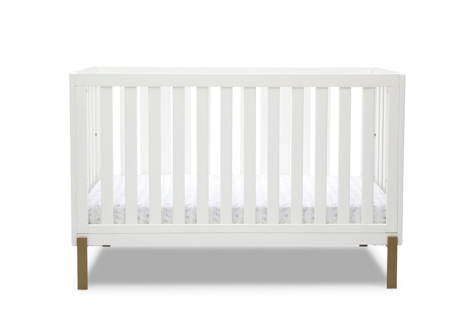 White crib with wooden legs on a white background 20-Hendrix 4-in-1 Convertible Crib