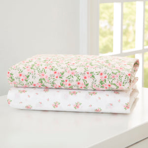 Pink Floral (3034) 22-Fitted Crib Sheets - 2 Pack
