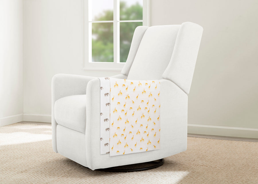 Safari Friends (3414) 13-100% Cotton Flannel Baby Receiving Blankets - 2 Pack