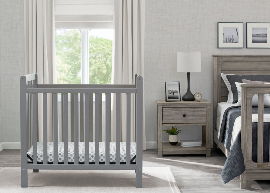Grey (026) 16-Classic Mini Crib with 2.75-inch Mattress - Convertible to Twin Bed