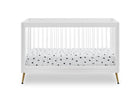 White crib with a polka dot mattress on a white background 21-Sloane 4-in-1 Acrylic Convertible Crib