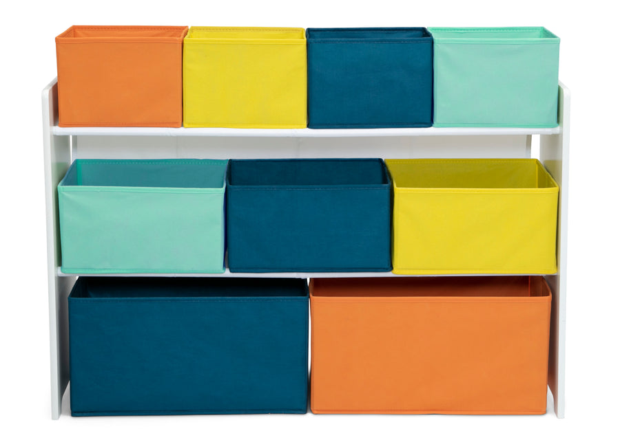 White with Navy/Green/Pastel (1289) 38-Deluxe Multi-Bin Toy Organizer with Storage Bins