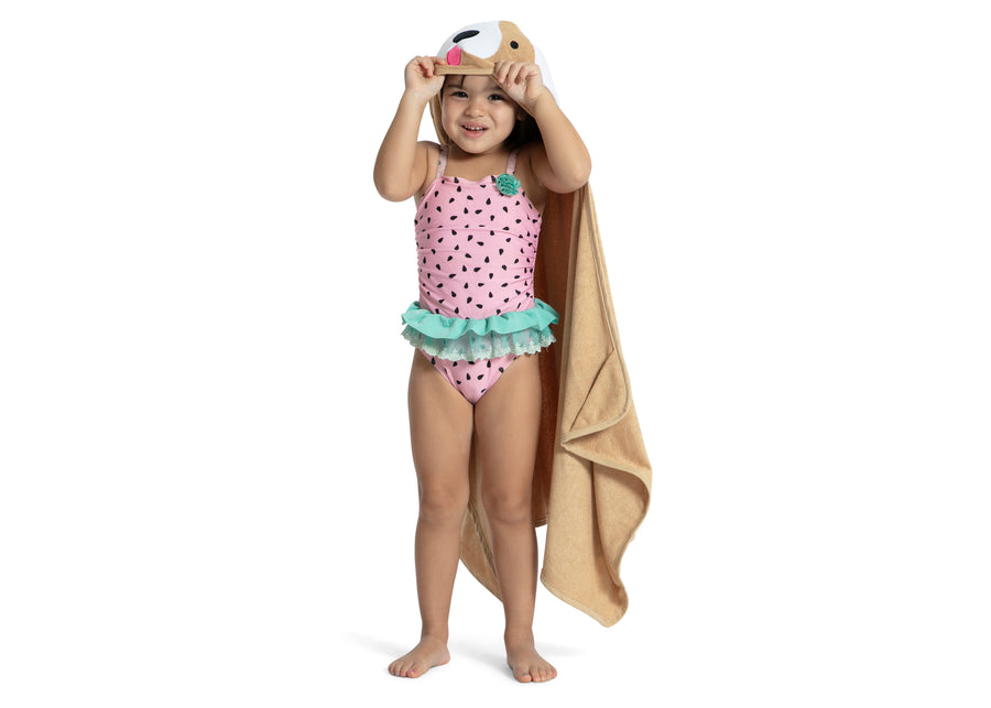 Tan Dog (1239) 7-Personalized Kids Hooded Bath Towel with Pockets