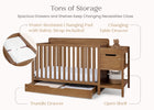 Chestnut (836) 21-Maya 5-in-1 Convertible Crib and Changer with Storage