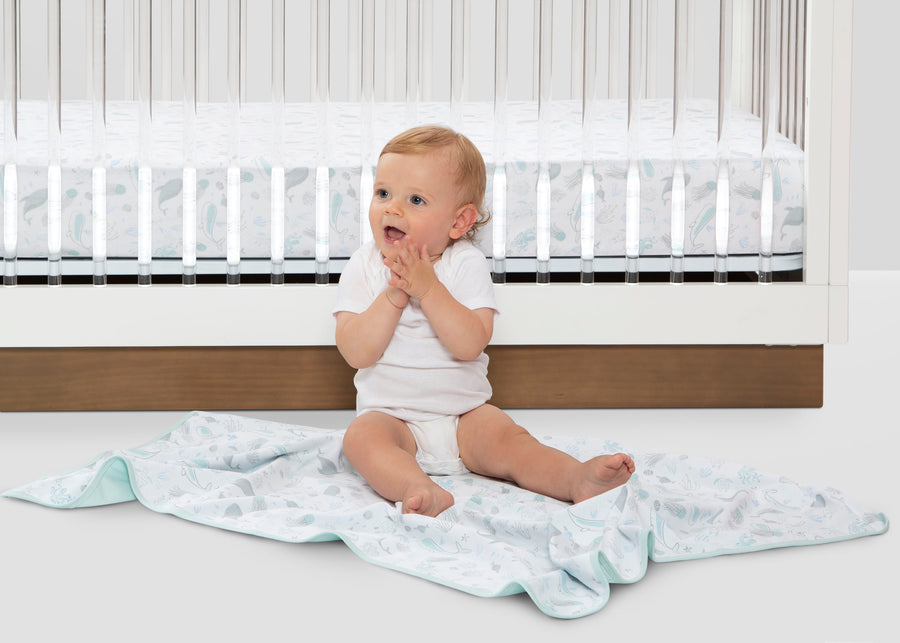 Sea Life (3236) 15-Blue Botanicals Fitted Crib Sheets - 2 Pack