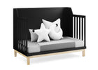 Black crib with white and gray pillows on a white background 14-babyGap Oxford 6-in-1 Convertible Crib