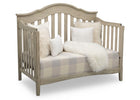 Wooden crib with white and plaid bedding on a white background 17-Farmhouse 6-in-1 Convertible Baby Crib