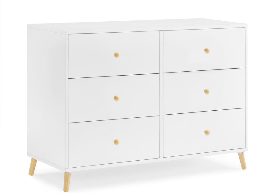 Bianca White with Natural (123) 13-Essex 6 Drawer Dresser with Interlocking Drawers