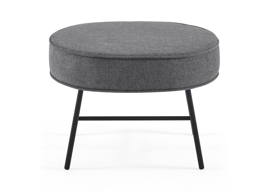 Stone Grey with Black & Natural (1420) 5-Ella Ottoman with LiveSmart Evolve Fabric