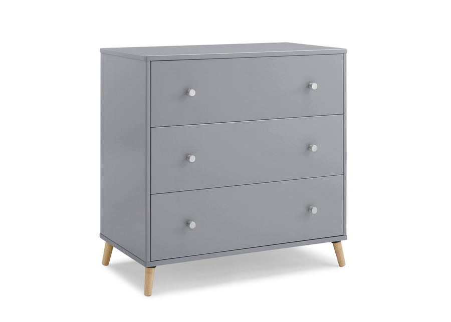 Grey with Natural (1359) 6-Jordan 3 Drawer Dresser with Interlocking Drawers