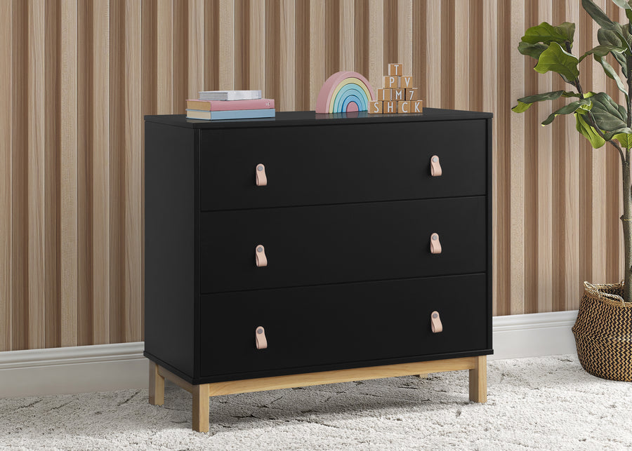 Ebony with Natural (1482) 11-babyGap Legacy 3 Drawer Dresser with Leather Pulls and Interlocking Drawers