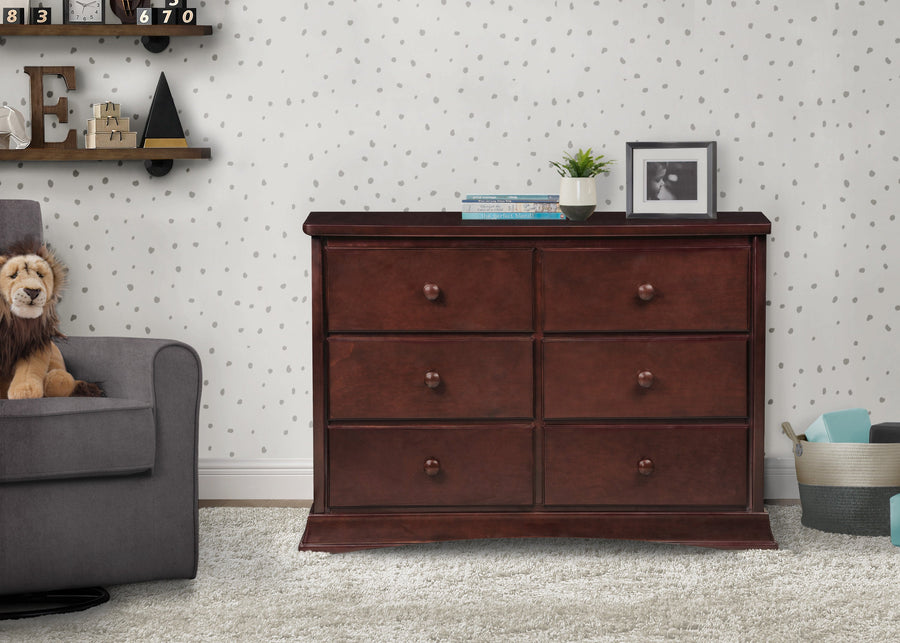 Black Cherry Espresso (607) 4-Bentley 6 Drawer Dresser with Interlocking Drawers