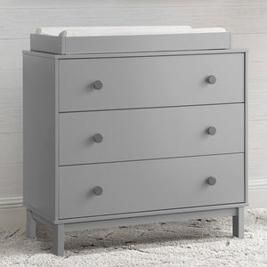 Grey with Dark Grey (1478) 25-babyGap Legacy 3 Drawer Dresser with Interlocking Drawers