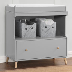 Grey with Natural (1359) 19-Essex Convertible Changing Table with Drawer