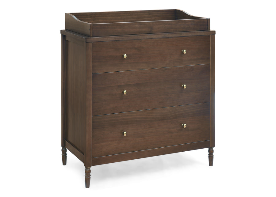 Teak Brown (1526) 3-Serena 3 Drawer Dresser with Changing Top and Interlocking Drawers