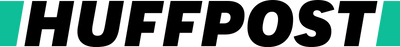 Huffpost logo with black text and teal bar