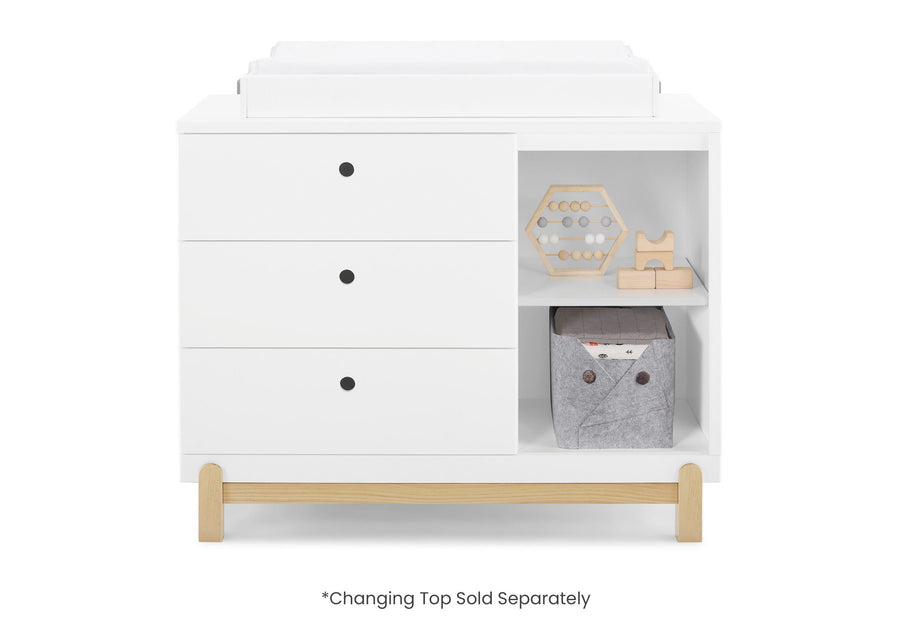 Bianca White with Natural (123) 2-Poppy 3 Drawer Dresser with Cubbies