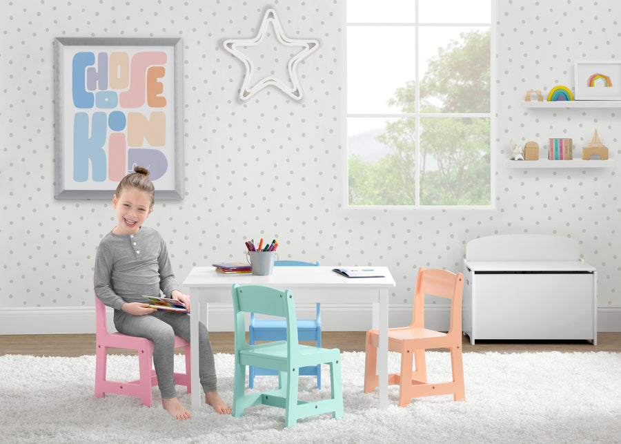 Bianca White with Pastel (1235) 1-MySize Kids Table with 4 Chairs