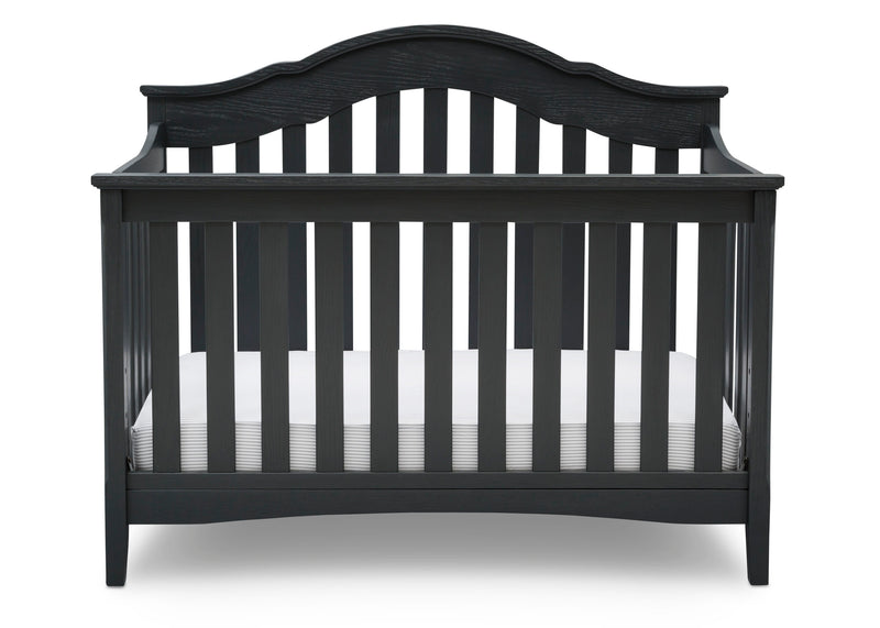 Black crib with curved design on a white background