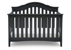 Black crib with curved design on a white background 20-Farmhouse 6-in-1 Convertible Baby Crib
