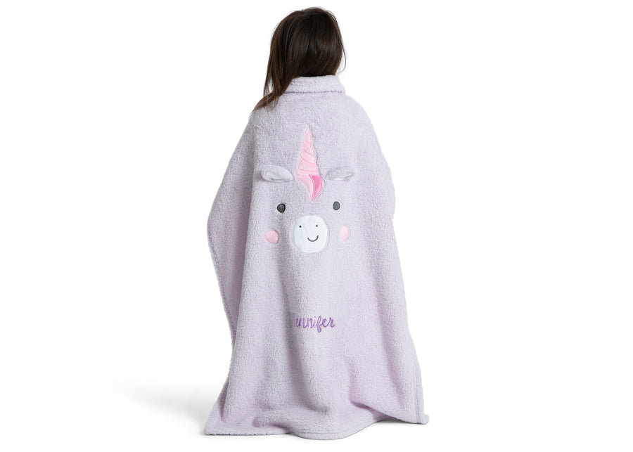 Light Purple Unicorn (1262) 15-Personalized Sherpa Throw Blanket for Kids