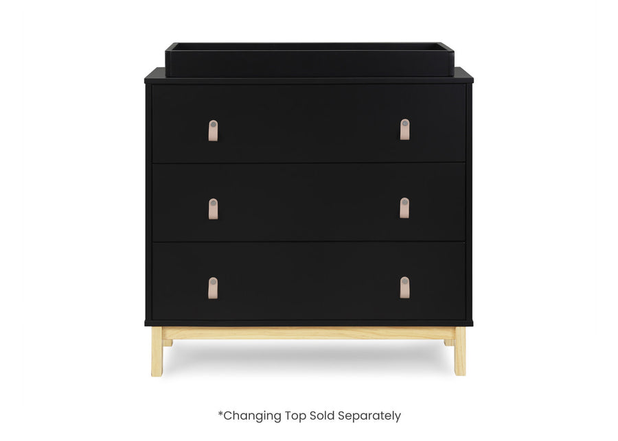 Ebony with Natural (1482) 12-babyGap Legacy 3 Drawer Dresser with Leather Pulls and Interlocking Drawers