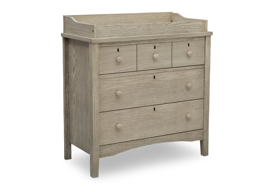Textured Limestone (1340) 8-Farmhouse 3 Drawer Dresser with Changing Top and Interlocking Drawers