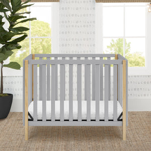 Grey with Natural (1359) 7-Gio Mini Crib with 2.75-Inch Mattress