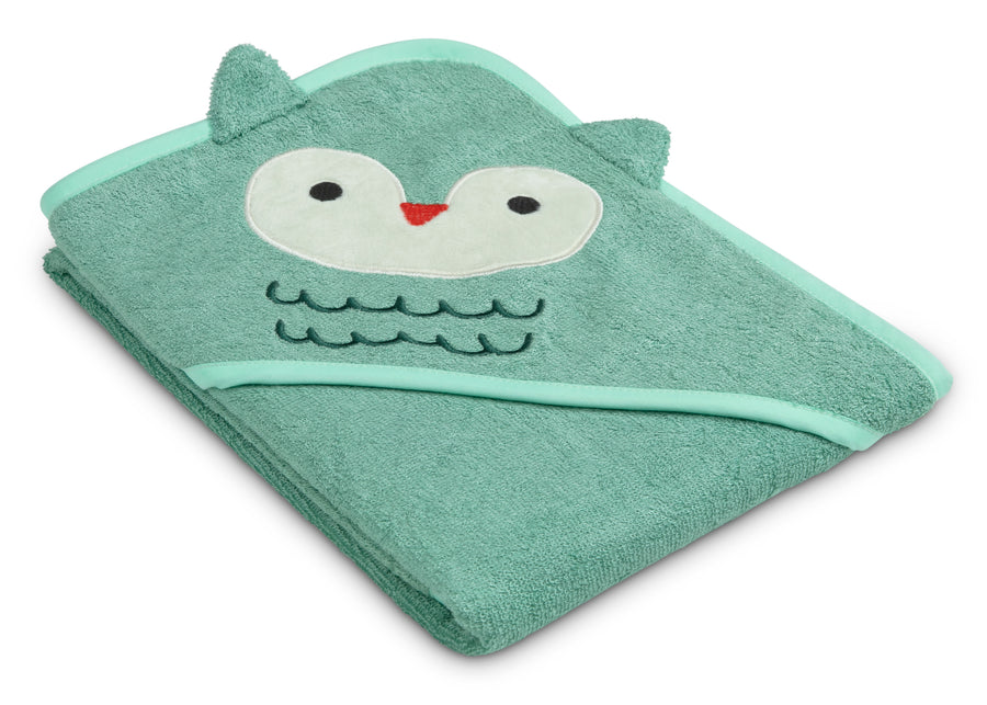 Light Teal Owl (1258) 4-Personalized Baby Hooded Bath Towel