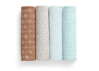 Neutral Boho (3406) 14-100% Cotton Muslin Baby Receiving Blankets - 4 Pack