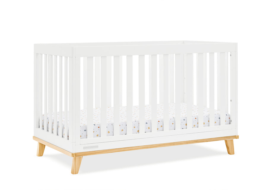 Bianca White with Natural (123) 27-Frankie 4-in-1 Convertible Crib