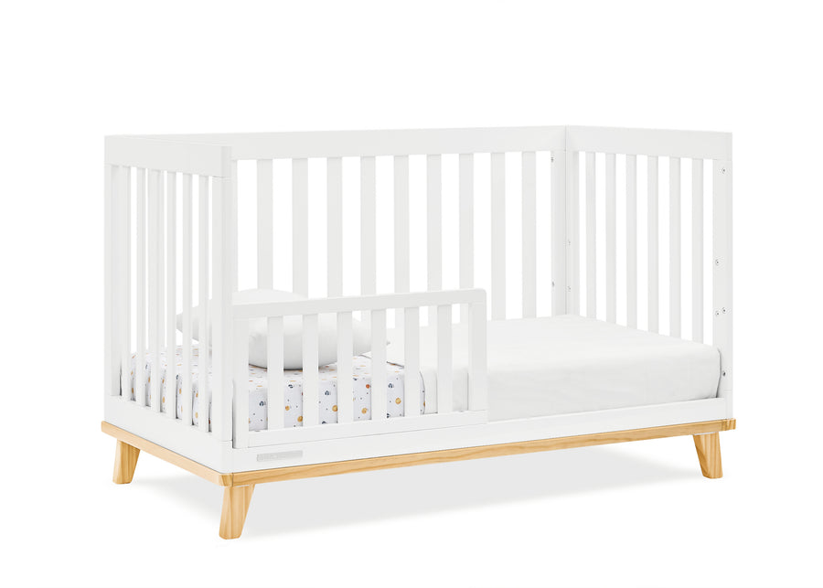 Bianca White with Natural (123) 28-Frankie 4-in-1 Convertible Crib