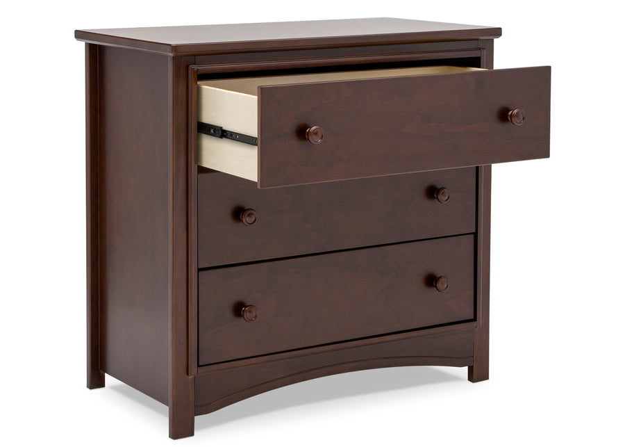 Walnut Espresso (1324) 9-Perry 3 Drawer Dresser with Changing Top and Interlocking Drawers
