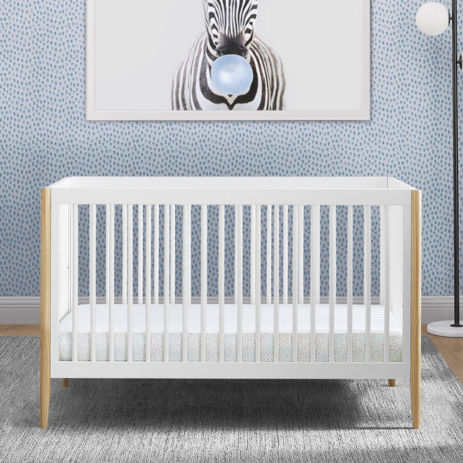 Bianca White with Natural (123) 55-Casey 6-in-1 Convertible Crib