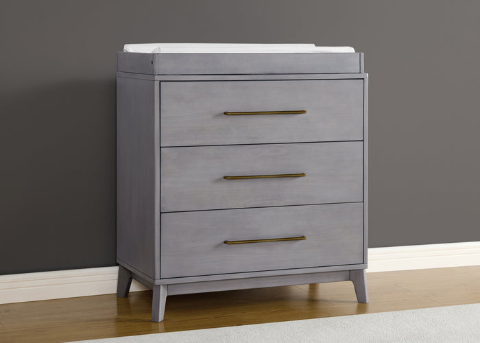 Spencer 3 Drawer Dresser with Changing Top and Interlocking DrawersSteel Grey (1446)