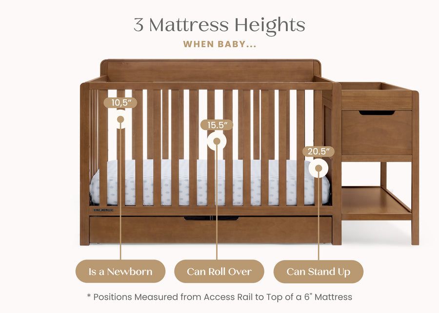 Chestnut (836) 20-Maya 5-in-1 Convertible Crib and Changer with Storage