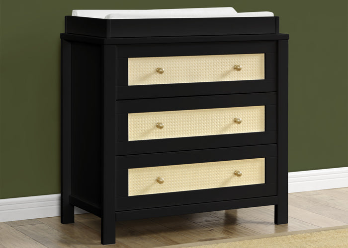 Theo 3 Drawer Dresser with Changing TopEbony with Textured Almond (1507)