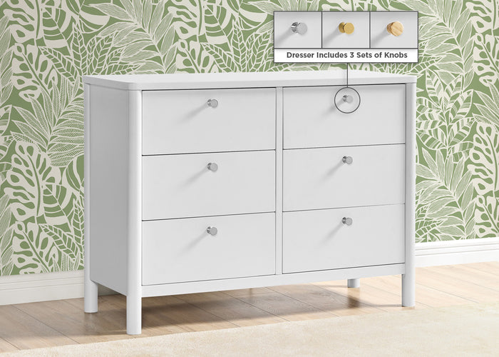 Brooks 6 Drawer Dresser with Interlocking DrawersBianca White (130)