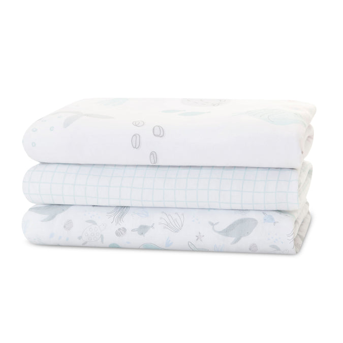 DCB: Sea Life (3236) 14-100% Organic Cotton Fitted Crib Sheets - 3 Pack