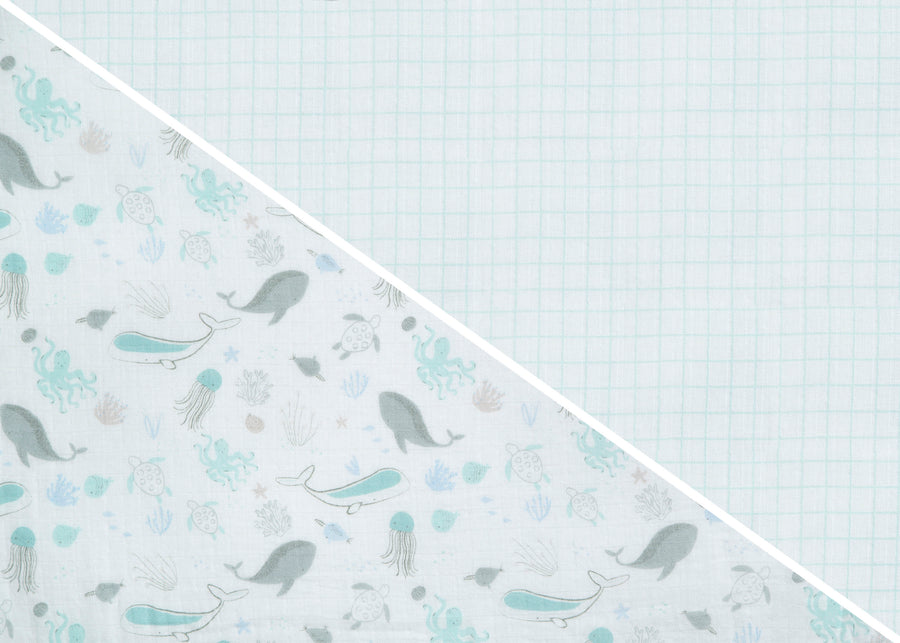 Sea Life (3236) 18-Blue Botanicals Fitted Crib Sheets - 2 Pack