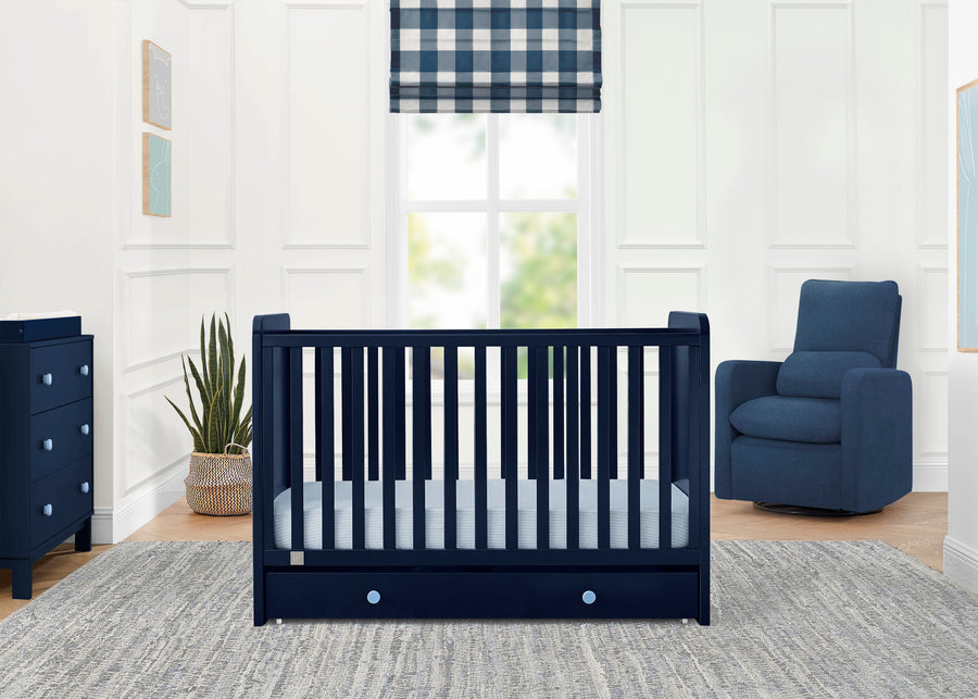 Navy with Light Blue (1476) 25-babyGap Graham 4-in-1 Convertible Crib with Storage Drawer