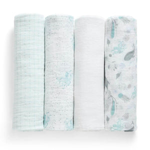 100% Cotton Muslin Baby Receiving Blankets - 4 Pack